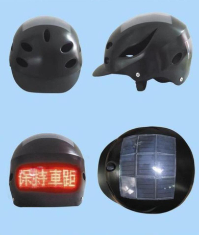太陽能充電LED字幕燈腳踏車安全帽