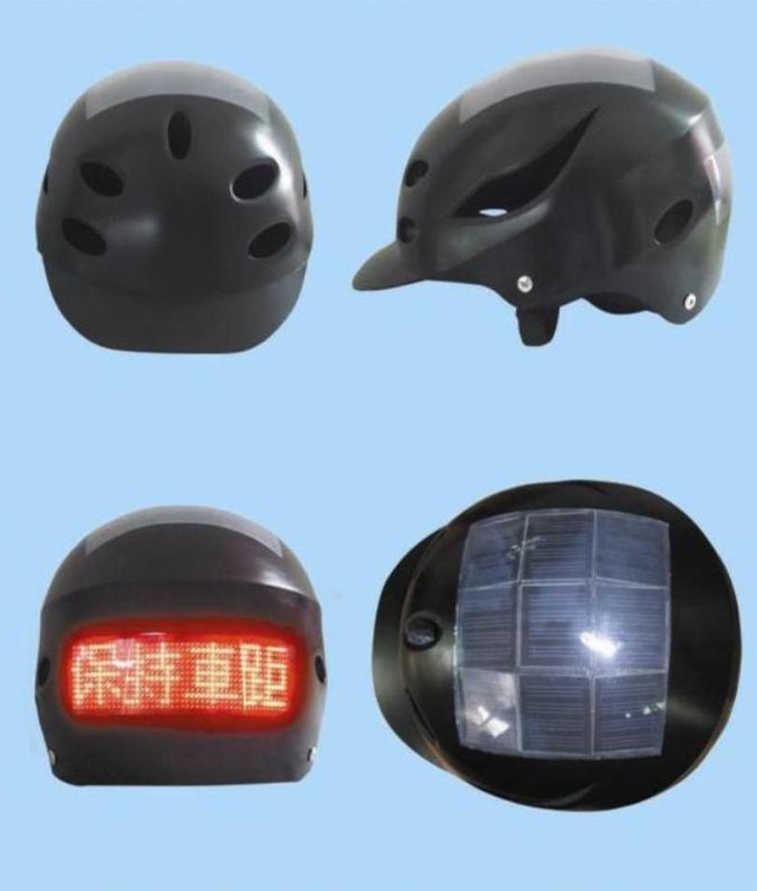 太阳能充电LED字幕灯脚踏车安全帽