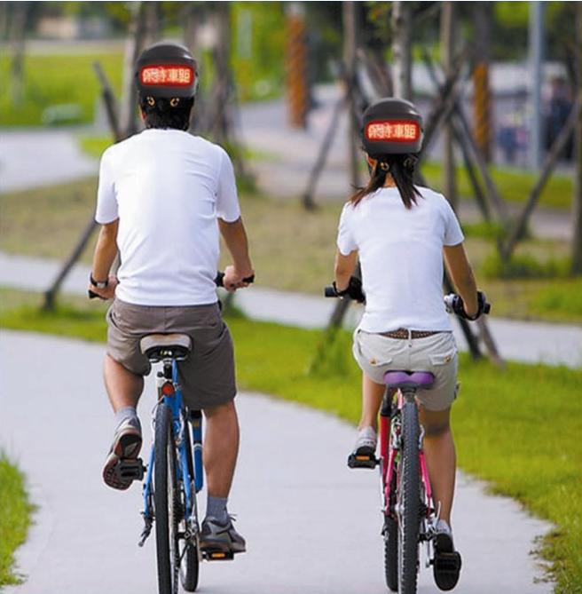 太阳能充电LED字幕灯脚踏车安全帽