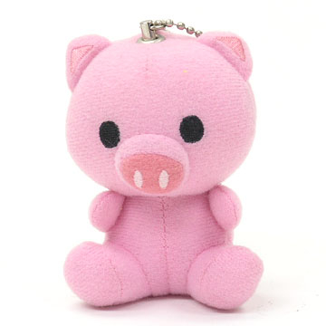 粉红猪造型绒毛防身警报器
